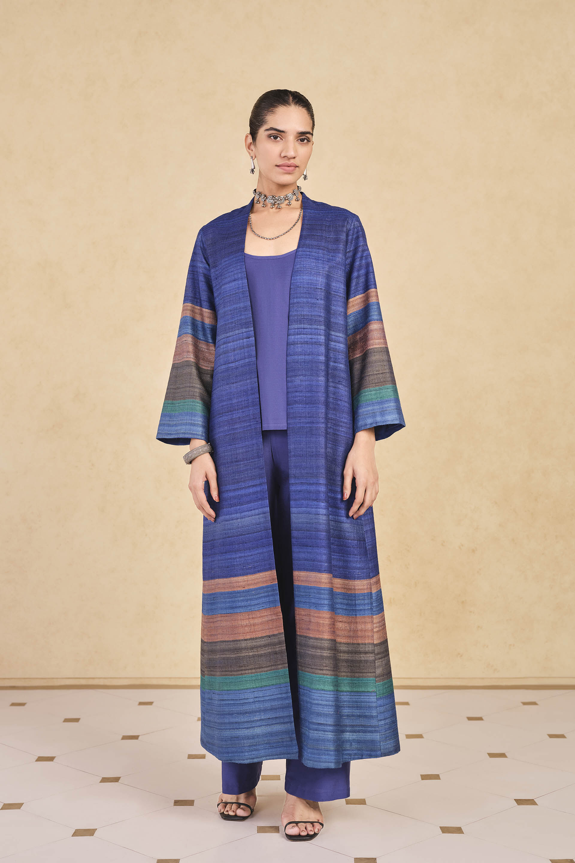 Rufaro Silk Jacket Set - Blue